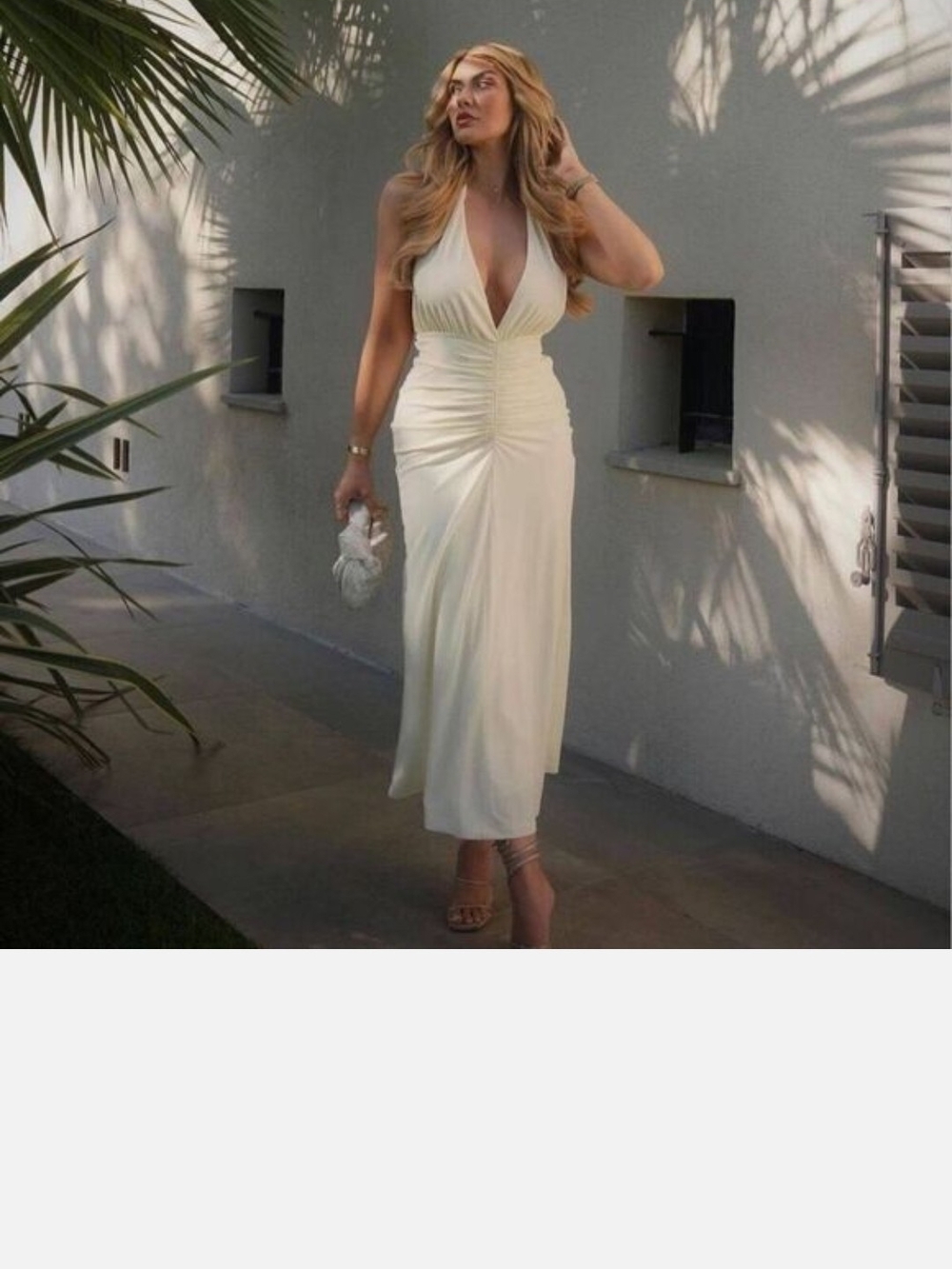 Butter Halter Ruched Midi Dress